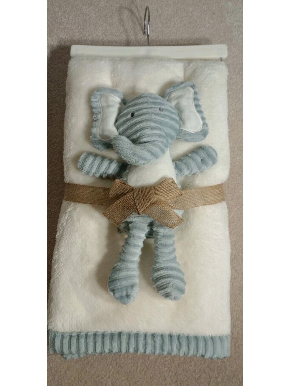 Chick Pea Elephant Plush Baby Blanket Set Sherpa Fleece Blue Soft Lovey NWT Gift